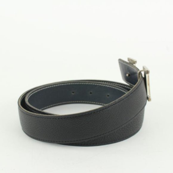 Hermès 32mm Reversible H Logo Belt Kit Matte Silver Black x Navy Blue 114h47 main image 8